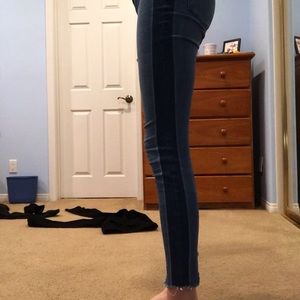 high wasted blue jeans